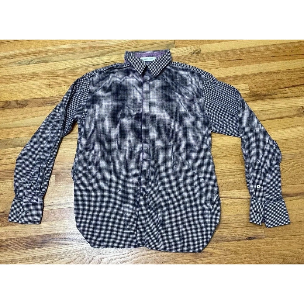 Ross Graison‎ Button Up Shirt Men's Black Gingham M Collared Long Sleeve